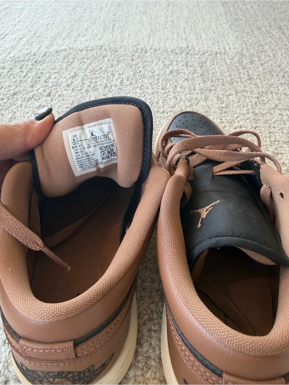 Air Jordan 1 Low Archaeo Brown Black Sail Sneakers | Women’s 8.5 | NEW